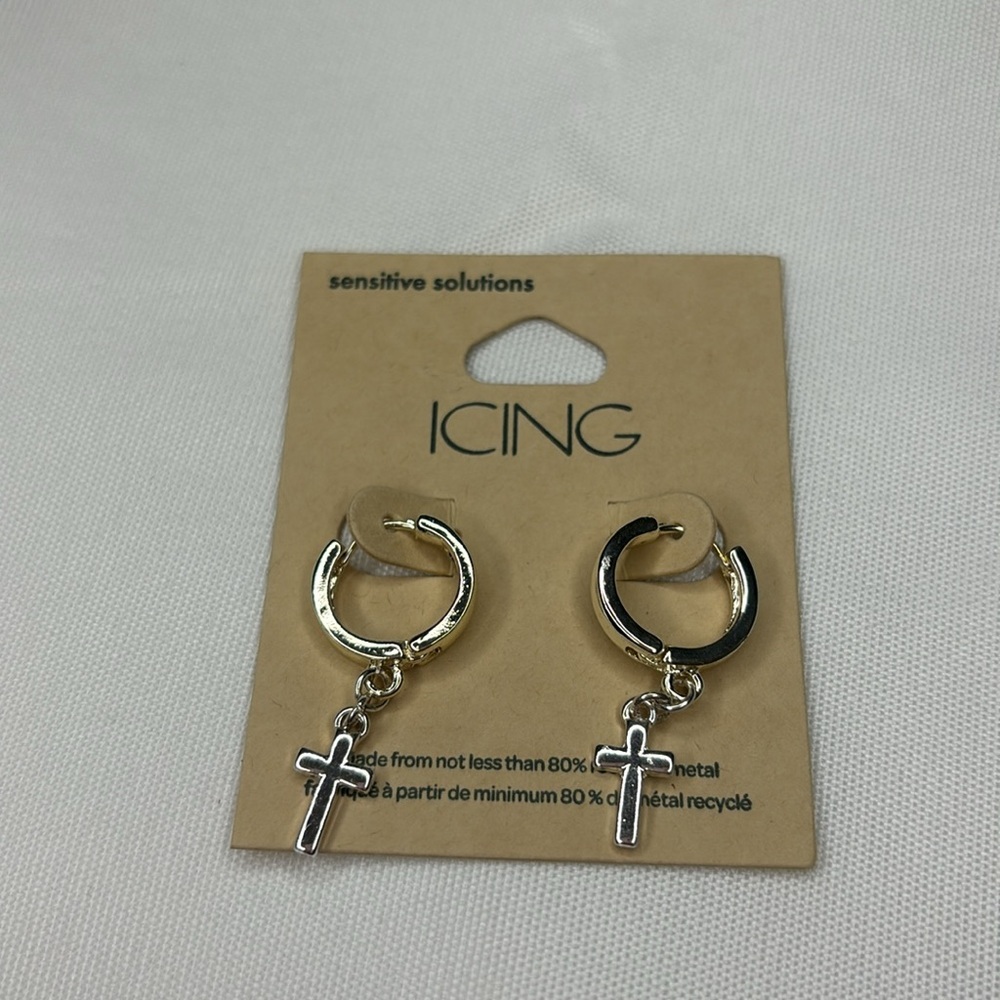 Icing Cross Earrings Silver